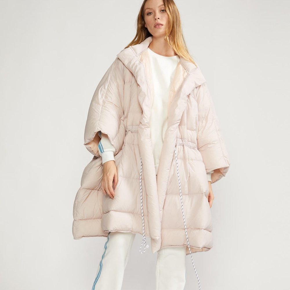 Cream puffer poncho